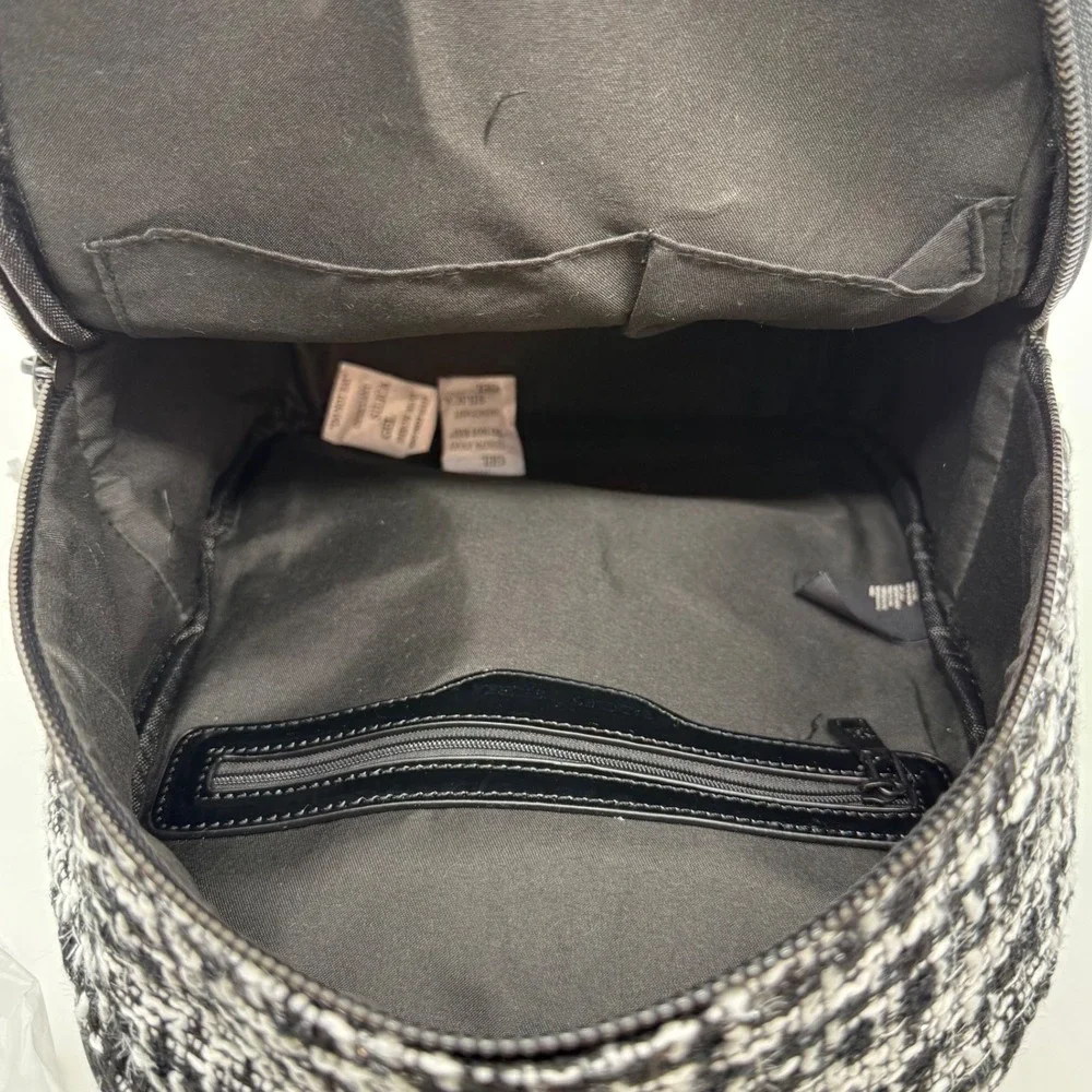 Badgley‎ Mischka Diamond Quilted Nylon & Tweed Small Backpack Black